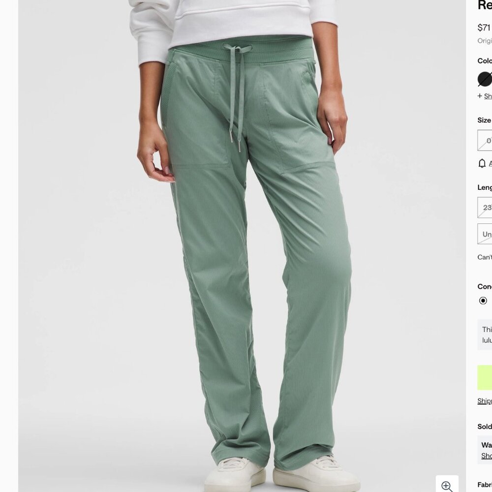 Lulemon Size 2 Dance Studio Mid-Rise Pant Regular Green/ Crater Blue lw5enor